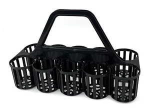 Glass Carrier 10 Compartment Black Basket Bottle Holder Plastic Collector - Picture 1 of 8