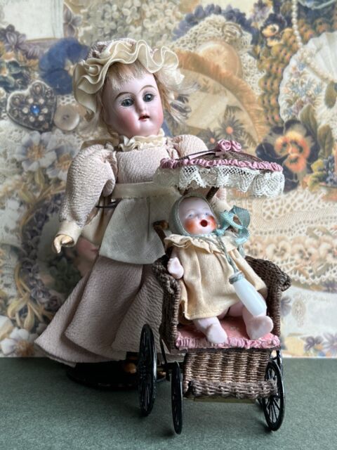 Antique Miniature German Bisque Penny Doll with Articulated Arms – In The  Vintage Kitchen Shop