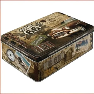 Route 66 USA Drive Eat Iconic Nostalgic Metal Embossed Tin Cannister Food Safe - Picture 1 of 1
