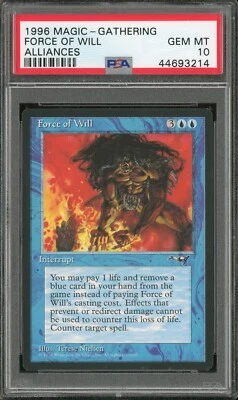 1996 Magic the Gathering MTG Alliances Force of Will PSA 10 Gem Mint Vintage - Image 1 of 2