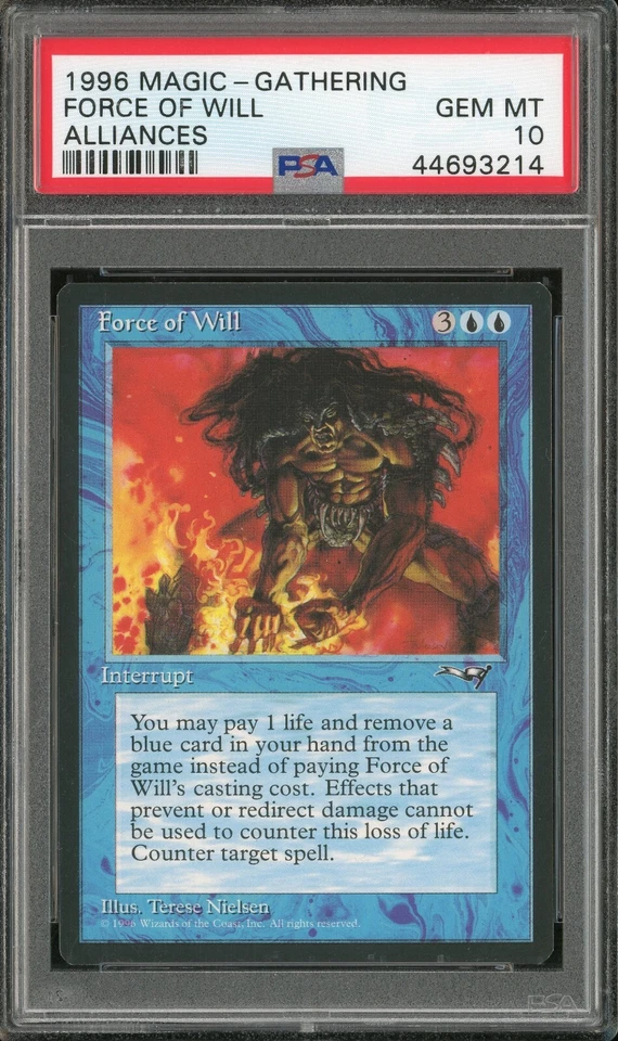 1996 Magic the Gathering MTG Alliances Force of Will PSA 10 Gem Mint Vintage - Image 1 of 2
