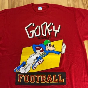 Disney Goofy about Football Men's Women's Size XL Vintage 90s Red Tee Shirt - Picture 1 of 8