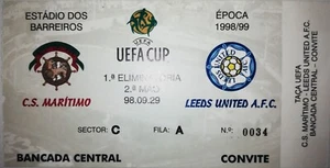 MEGA RARE MINT UNUSED TICKET UEFA CUP 98/99 CS MARITIMO x LEEDS UNITED AFC - Picture 1 of 1