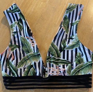 Body Glove Size M Deep V neck Fitness/ Bikini Swim Top Striped & Tropical - Picture 1 of 6