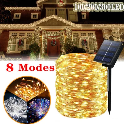Outdoor Solar String Lights Fairy 100-300LED Copper Wire Waterproof Garden Decor - Image 1 of 4