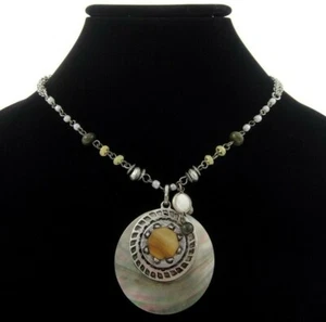 Collar Colgante Chico's Shell 18-22" Cadena Cuentas Western Boho Tribal - Imagen 1 de 4