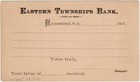 EASTERN TOWNSHIPS BANK Richmond Quebec 1888 Postal Stationery #7316