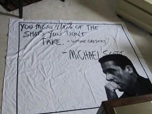 The Office Michael Scott Wall Banner 51”x58” Gretsky  100% Shots y Don't Take - Picture 1 of 4