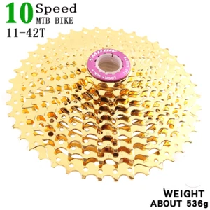 Gold MTB Bike Cassette 10 Speed 11-42T Mountain Bicycle Freewheel Flywheel 42T - Picture 1 of 16