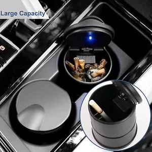 Auto Car Ashtray Ash Holder Detachable Cigarette Cup With LED Light Lid Portable - Picture 1 of 11