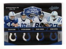 MANNING,CLARK,WAYNE,GARCON NFL 2011 ABSOLUTE TEAM QUADS MATERIALS DIE CUT (COLTS