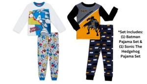 Batman/Sonic The Hedgehog Boys Long Sleeve Top 2pc Pajama Set SZ XS(4/5) LOT - Picture 1 of 8