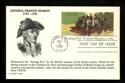 US FDC #UX94 KMC Venture LE #130 1982 Marion SC "Swamp Fox" Francis Marion - Image 1 of 2