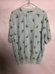 Maglione Henley Uomo Vintage Street Scenes Maniche Corta Camicia Verde Verde - Foto 1 di 3