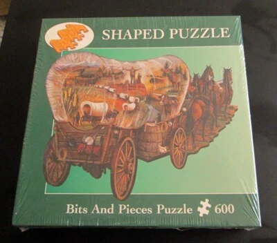 NIB Shaped Jigsaw Puzzle 600 Covered Wagon Bits & Pieces Pioneer Dreams - Image 1 of 3
