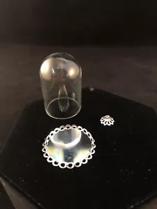 ~ ¡Lote de 10! 3 piezas MINI CÚPULA DE PANTALLA DE VIDRIO CON BASE/GANCHO SUPERIOR ELEGANTE joyería - Imagen 1 de 4