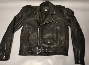 Giacca Punk Motociclista Vintage WILSONS Spessa Pesante Pelle Nera Taglia? - Foto 1 di 7