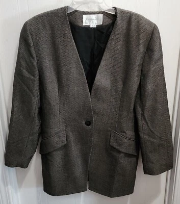 Chaqueta Blazer De Colección Años 90 Christian Dior El Traje Para Mujer 1 Botón 100% Lana Talla 14 Foto 1 de 4