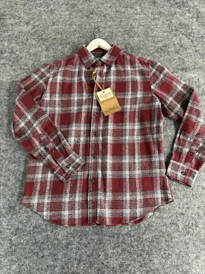 Camisa de franela Smith Mills para hombre mediana roja a cuadros abotonada Western LS 102 Foto 1 de 4
