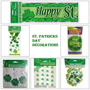 St Patricks Day Decorations Hanging Banner Shamrock Green Bunting Balloons Party - Picture 1 of 14