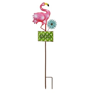 Metal Flamingo Garden Stakes Welcome Yard Sign Decorative Pink Flamingos Orna... - Picture 1 of 7