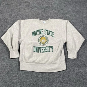 Sudadera vintage de los 80 Champion tejido inverso Wayne State University para hombre mediana - Imagen 1 de 9