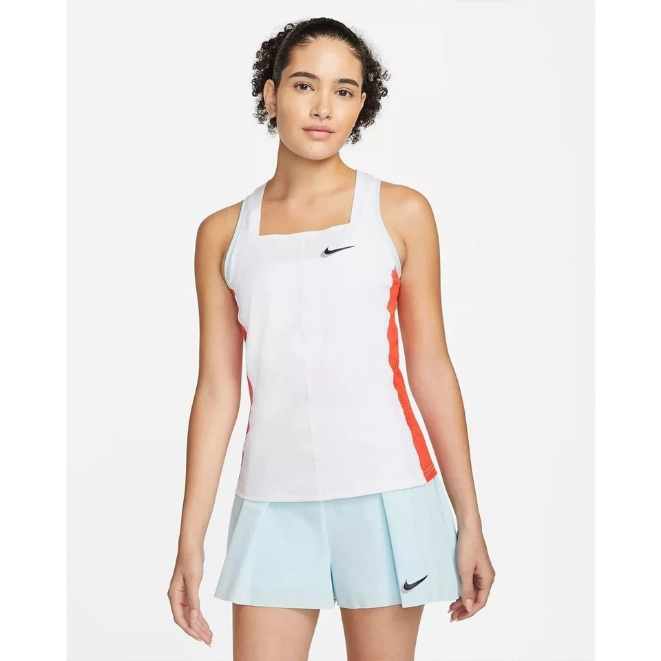 NIKE TENNIS COURT DRI FIT SLAM TANK WOMENS Large DR6795-100 Wimbledon