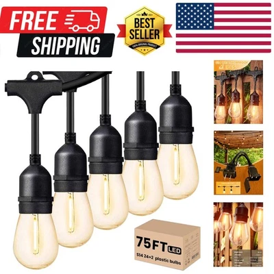 Luces LED para Exterior 75 Pies, Patio Exterior con 26 Piezas S14 Bombillas Inrompibles... Foto 1 de 4