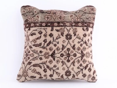 Boho Kilim Cushion Cover Vintage Turkish Wool Pillow Case 18x18 Inch - Image 1 of 4