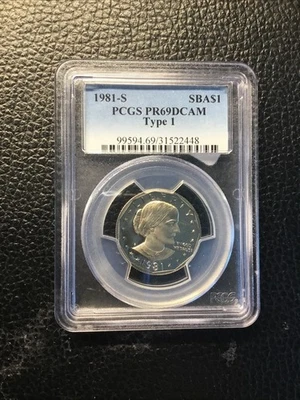 1981-S SBA Dollar PCGS PR69dcam, T1 - Image 1 of 2