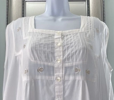 Винтажная викторианская классическая ночная рубашка - размер L - 100% хлопок - романтическая - коттеджкор - Изображение 1 из 4