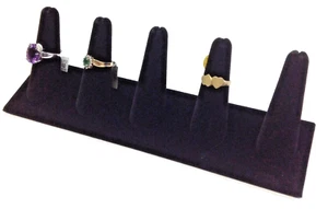 New 5 Ring Finger Display in Black Plush - Picture 1 of 2