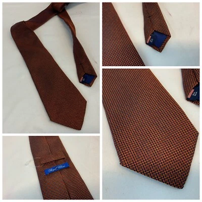 Tom James Royal Classic Neck Tie Orange Check Silk 3.25” NWOT YGI G1-357 - Image 1 of 4
