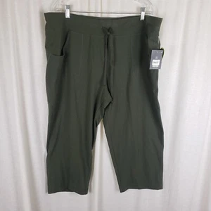 Athletic Works Women's Core Knit Capri Pants Size XXL 20 Olive Tapered Pockets - Picture 1 of 8