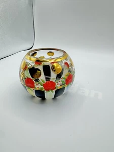 Mackenzie Childs Hand Painted 5” Bowl Vase Roses Dots Striped See Pictures - Picture 1 of 5