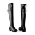 Women's Buckle Pull On Over The Knee High Knight Boots Shoes