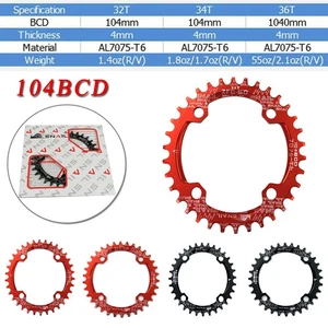 SNAIL 104bcd 32T 34T 36T 38T 40T 42T MTB-Bicicleta Cadena Ancha Estrecha - Imagen 1 de 46