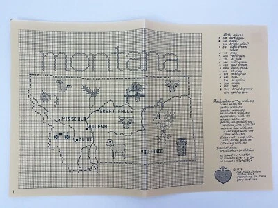Sue Hillis Designs Map of MONTANA Counted Cross Stitch Pattern SHD Map - Image 1 of 2