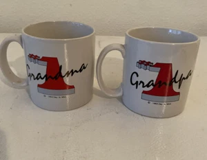 Grandpa & Grandma #1 Coffee Mug 1993 Clay in Mind 3 1/4" H 31/2" - Picture 1 of 8