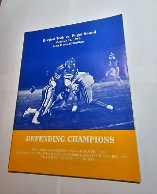 1989 PUGET SOUND vs OREGON TECH COLLEGE FOOTBALL GAME PROGRAM LOGGERS OWLS UPS - Image 1 of 4