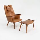 1958 Hans Wegner Lounge Chair & Ottoman for A.P. Stolen New Leather AP27 & AP29
