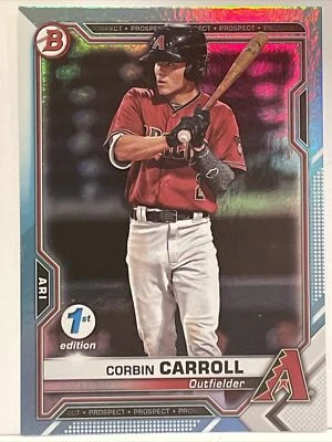 2021 Bowman 1st Edition Sky Blue Foil Corbin Carroll #BFE-142 - Image 1 of 2