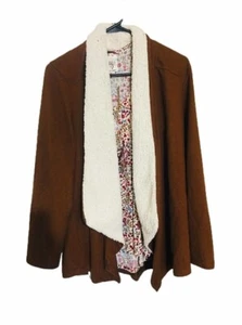 Self Esteem Women’s 3-in-1 Open Jacket Plus Size 1X Fleece Blouse Top Cardigan - Picture 1 of 12