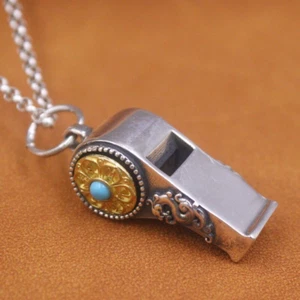 Echt 925 Sterlingsilber Glückliche Männer Frauen Mantra Blume Pfeife Anhänger - Bild 1 von 9