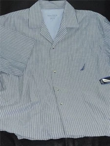 Nautica Men's Lounge Shirt Bay Spring Navy Short Sleeve 100% Cotton Sleepwear L - Picture 1 of 3