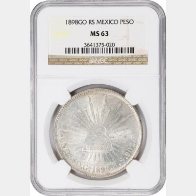 1898 Go RS NGC MS63 MEXICO 1 UN PESO FUERTE SILVER HIGHLY COLLECTED SERIES - Image 1 of 3