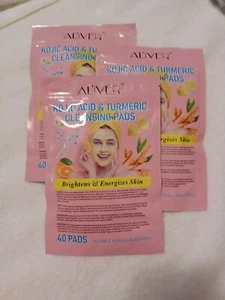 3 almohadillas exfoliantes faciales de cúrcuma, 120 piezas almohadillas limpiadoras de ácido kójico de cúrcuma virales - Imagen 1 de 4