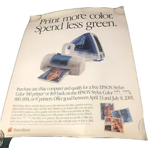 Vintage 2000 Apple Macintosh iMac Epson  28 x 22 Rolled Poster Spend Less Green - Picture 1 of 2