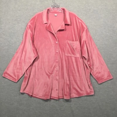 SOLO Top Pijama Antiguo Azul Marino 3X Terciopelo Rosa Manga Larga Cuello Abotonado Suave Usado en Excelente Condición Foto 1 de 4