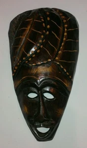 Vintage afrikanisches handgeschnitztes Holz Frauengesicht (Damen Afrika Haar) - Bild 1 von 10